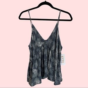 Final Touch | Navy Blue Tropical Print V-Neck Cami Tank Size Medium